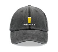 Vitamin B Beer Baseball Cap Vintage Washed Unisex Dad Hat Low Profile Adjustable IPA Ale Lager Drinker Black