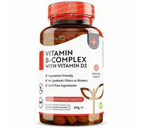 Vitamin B Complex High Potency - 1 Full Year Supply - 8 Vitamins B1-B2-B3-B5-B6-B12, Biotin, Folic Acid & VIT D3 in 1 High Strength Micro Tablet - Reduction of Tiredness - Made in The UK by Nutravita