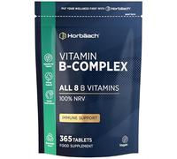 Vitamin B Complex High Strength | 365 Tablets (1 Year Supply) | All 8 B Vitamins | Vitamin B1, B2, B3, B5, B6, B12, Choline, Folic Acid & Biotin | Vegan | By Horbaach