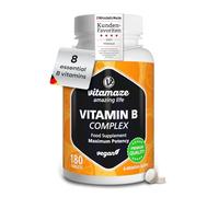 Vitamin B Complex High Strength for 6 Months - All Vitamin B Group B1, B2, B3, B5, B6, B7, B9, B12, Natural Supplement Without Additives, German Quality