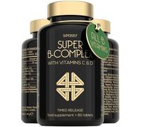 Vitamin B Complex High Strength - Slow Release - 60 Tablets | Super B Complex with Vitamins D3 & C - Complete Vit B Supplement All 8 Vitamin B12, B6, Folic Acid, Biotin, B1 B2 B3 B5