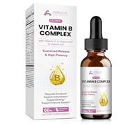 Vitamin B Complex Liquid Drops, 11 in 1 B Complex Vitamins High Strength with B1, B2, B3, B5, B6, B7, B9, B12 - Vitamin C, D3, K2 for Immune & Energy Metabolism, Brain & Heart Support, 60ml