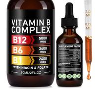 Vitamin B Complex Liquid Drops, 60ml | with Vitamin B12, B6, B1 and Folate, for Metabolic Health Support, Immune Support, Energy Levels, Brain Heart Function, for Men & Women