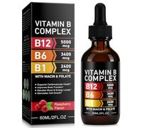 Vitamin B Complex Liquid Drops - Methylcobalamin B12 & B6 | Sublingual High Strength B Vitamins (B1, B3, B12, Folate) for Energy Metabolism & Daily Wellness | Raspberry Flavour, 60ml