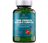 Vitamin B Complex Vegan High Strength Plant Based 60 Capsules Vitamin B12 Supplement B12 2000μg B9 Folate 400μg B7 Biotin 250μg B6 10mg B5 25mg B3 20mg B2 7.5mg B1 12.5mg with Choline Bitartrate