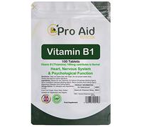 Vitamin B1 Thiamine 100mg Tablets 100 Pack by ProAid | Heart Health, Nervous System Support, Immune Health| Made in UK | Premium Tablets