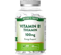Vitamin B1 Thiamine 100mg Tablets | High Strength Supplement | Energy Support | Suitable for Vegans & Vegetarians | 60 Count | Nature's Truth