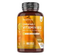 Vitamin B12 - 1000 mcg 400 Chewable Tablets - Natural Lemon Flavour Supplement for Fatigue, Tiredness & Dizziness - Vegan & Gluten Free