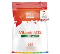 Vitamin B12 1000μg - 180 Vegan Tablets - High Strength Methylcobalamin for Men and Women - 6 Month Supply - Made in The UK - Nu U Nutrition