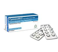 Vitamin B12 Cyanocobalamin High Strength 1000 mcg (1mg) Modified Release Tablets, CyanocoB12 Vegan 50 Tablets. Reduction of Tiredness & Fatigue. (Pack of 50 Tablets)
