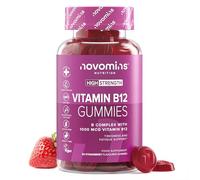 Vitamin B12 Gummies - 1000 mcg High Strength B12 Gummies - Enriched with Vitamin C, B1, B2, B6, & Biotin - 1 Month Supply - Vitamin B Complex Gummies - Novomins