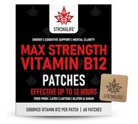 Vitamin B12 High Strength 5000mcg Patches | Transdermal B12 Patch for Daily Energy, Metabolism & Focus | High Absorption 12-Hour Release | Vegan Supplement & Alternative to Tablets & Sprays | 60 Pack