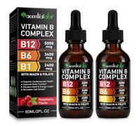 Vitamin B12 Liquid Drops with B6 - Sublingual Methylcobalamin B12 Supplement, High Strength B Complex, Energy Metabolism & Daily Wellness Support，Raspberry Flavor