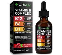 Vitamin B12 Liquid Drops with B6 - Sublingual Methylcobalamin B12 Supplement, High Strength B Complex, Energy Metabolism & Daily Wellness Support，Raspberry Flavor