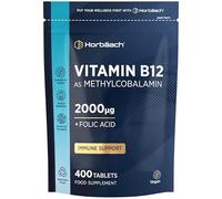 Vitamin B12 Tablets High Strength 2000mcg with Folic Acid | 400 Count | Vitamin B12 as Methylcobalamin | Vegan Supplement | by Horbaach
