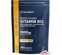 Vitamin B12 Tablets High Strength | 365 Count | 1 Year Supply | 1000mcg Triple Power Vitamin B12 as Methylcobalamin, Adenosylcobalamin & Cyanocobalamin |Vegan Supplement | by Horbaach