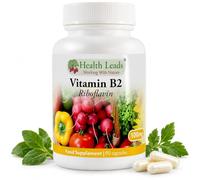 Vitamin B2 Riboflavin 100mg | High Strength | 90 Caps | Health Leads | 7 EU-approved claims: energy, nervous system, skin, vision, iron, tiredness, cell protection. Vegan, Wales.