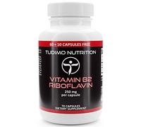 Vitamin B2 Riboflavin 250 mg Capsules - 70 pcs (2+ Month Supply) of Rapidly Disintegrating Capsules, Each with 250mg of Premium Quality & Pure Riboflavin Powder, by TUDIMO