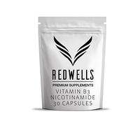 Vitamin B3 Capsules 500mg Nicotinamide REDWELLS No Additives Non Flush - 30 Pack