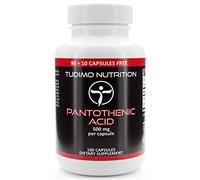 Vitamin B5 Pantothenic Acid 500mg Capsules - 100 pcs (3+ Month Supply) of Rapidly Disintegrating Capsules, Each with 500 mg of Premium Quality & Pure VIT B-5 Pantothenic Acid Powder