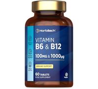 Vitamin B6 and B12 High Strength | 60 Tablets | High Strength Blend with 100mg of Vitamin B6 (Pyridoxine) and 1000ug of Vitamin B12 (Methylcobalamin) | Suitable for Vegans & Vegetarians | by Horbaach
