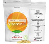 Vitamin C 1000mg | 90 Vegan Timed Release Tablets | High Strength Immune Support | Antioxidant Protection | Collagen Formation | Energy & Skin Health | Non-GMO | UK Made - Just Vitamins