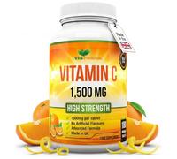 Vitamin C 1500mg per Tablet, High Strength 180 Vegan Tablets, Food Supplement, 6 Month Supply - Made in UK