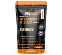 Vitamin C and Zinc Vegan Tablets - Ascorbic Acid with Added Zinc - Maintenance of Normal Immune System - High Strength Vitamin C & Zinc Tablets & Powder Alternative by PROELITE (180 Vegan Tablets)