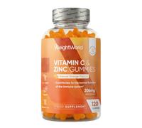Vitamin C and Zinc Gummies - 120 Tasty Gummies - Natural Orange Flavour - 2 per Day - Gluten-Free, Non-GMO & Vegan-Friendly - Easy to Chew - Bioavailable Forms (L-Ascorbic Acid & Zinc Citrate)