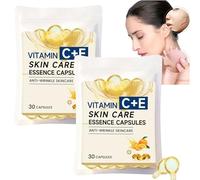 Vitamin C Anti-Aging Serum Capsules For Face, Anti-Wrinkles Collagen Capsules, Brightening & Hydrating Facial Serum For Dark Spots, Fine Lines & Wrinkles, Firming Skin, Travel-Friendly (2PCS)