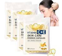 Vitamin C Anti-Aging Serum Capsules For Face, Anti-Wrinkles Collagen Capsules, Brightening & Hydrating Facial Serum For Dark Spots, Fine Lines & Wrinkles, Firming Skin, Travel-Friendly (4PCS)