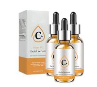 Vitamin C Brightening Serum,Anti-Ageing Facial Serum with Vitamin C and Hyaluronic Acid,Organic Face Care Essence for Dark Spots,Reduces Fine Lines,Dark Circles (3 Pcs)