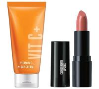 Vitamin C+ Day Cream with 98% Pure Vitamin C complex, 50g & Cushion Matte Lipstick, Pink Blush, Creamy Matte Bullet Lipstick, 4.5 g