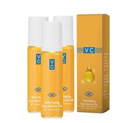 Vitamin C Eye Serum Roller,Vc Anti-Wrinkle Eye Essence Oil with Castor Oil,Brightening &Hydrating Lotion for Dark Circles,Puffy Eyes,Eye Bags and Wrinkles,Suitable for All Skin Types (3Pcs)