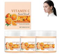 Vitamin C Facial Scrub,Gentle Exfoliating Face Scrub for Brightening,Smoothing Skin Texture&Long-Lasting Moisture,Ideal for All Skin Types To Enhance Radiance&Prep for Skincare,100g/3.53 Oz (3PCS)