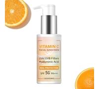 Vitamin C Mineral Sunscreen SPF 50, Tinted Sunscreen for Face, 80g Hyaluronic Acid Moisturising Sun Cream, Broad Spectrum UVA/UVB Protection, Hydrating & Glow-Enhancing Sunscreen (1PCS)