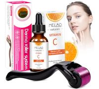 Vitamin C Serum Microneedling Set, Derma Roller 0.5 mm with Vitamin C Serum Face, 540 Titanium Derma Roller, Face Serum Vitamin C Vegan Anti-Ageing Face Serum, Removes Pigment Spots and Acne Males
