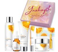 Vitamin C Skincare Gift Set for Women & Teenage Girls - Moisturising & Brightening for Uneven Skin Tone - Mask, Cleanser, Toner, Essence, Eye Cream, Face Cream