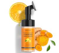 Vitamin C Turmeric Foaming Face Wash, Foaming Cleanser for Skin Tone, Reduces Fine Lines & Wrinkles, Exfoliating Face Wash, Turmeric Facial Cleanser for Dark Spot, Uneven Skin Tone, Unisex 110ml