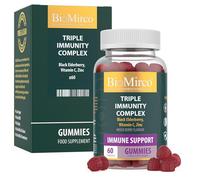 Vitamin C & Zinc Immune System Booster Gummies, Triple Immunity with Black Elderberry, x60,1 Month Supply, Gummies Vitamins for Adults, for Overall Wellness, Alternative to VIT C Powder & Tablets