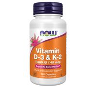 NOW Foods Vitamin D3 & K2, 120 Veg Capsules, Bone & Cardiovascular Health USA