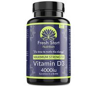 Vitamin D 4000 iu High Strength Premium Vitamin D3 Immune Support Tablets - 1 Year Supply Vegetarian Tiny Vitamin D3 4000iu Pills - VIT D Supplement Cholecalciferol - UK Made Fresh Start Nutrition