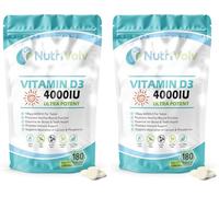 Vitamin D 4000IU | 6 Months Supply | 180 Easy-Swallow Vitamin D3 Tablets | Vegetarian | High Strength | Immune & Bone Support Supplement | General Health & Wellbeing | 100µg (Pack of 2)