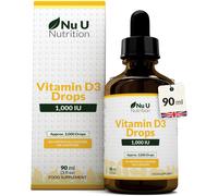 Vitamin D Drops 90ml (3000 Drops) - 1000IU per Drop - 50% More -