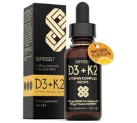 Vitamin D Drops - Vitamin D3 K2 Liquid for Adults & Kids - High Strength | Easy to Take Family Formula, Fast Absorption - Vit D 4000IU & K2 25mcg - Orange Flavour - Immunity, Bones, Muscles Supplement