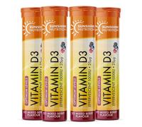 Vitamin D Effervescent 1000IU| Mixed Berry Flavour|20 Tablets x 4|Sunshine Nutrition