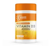 Vitamin D Tablets - Maximum High Strength D3 4000IU - One a Day - 365 Days Supply, Easy to Swallow (Adults D3 Tablets) by Sunshine Nutrition. Made in UK.