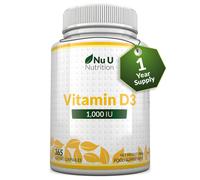 Vitamin D3 1000IU - 365 Softgels - 1 Year Supply - Vitamin D Supplement - High Absorption Cholecalciferol Vitamin D Capsules not Tablets - Nu U