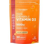 Vitamin D3 1000IU Tablets for Teens | 180 Vegetarian Chewable Tablets | High Strength Supplement for Teenagers Aged 13+ | Orange Flavoured | No Artificial Preservatives | by Horbaach
