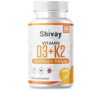 Vitamin D3 4000 IU & K2 MK-7 100 µg - 365 Vegetarian Tablets 1 Year Supply - High Strength Bone, Heart & Immune Support - UK Made, Allergen-Free - Shivay Herbals